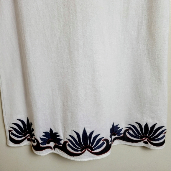 Piper By Townsen Embroidered Studded Boho Tunic Dress White Navy Size Medium - Picture 5 of 10